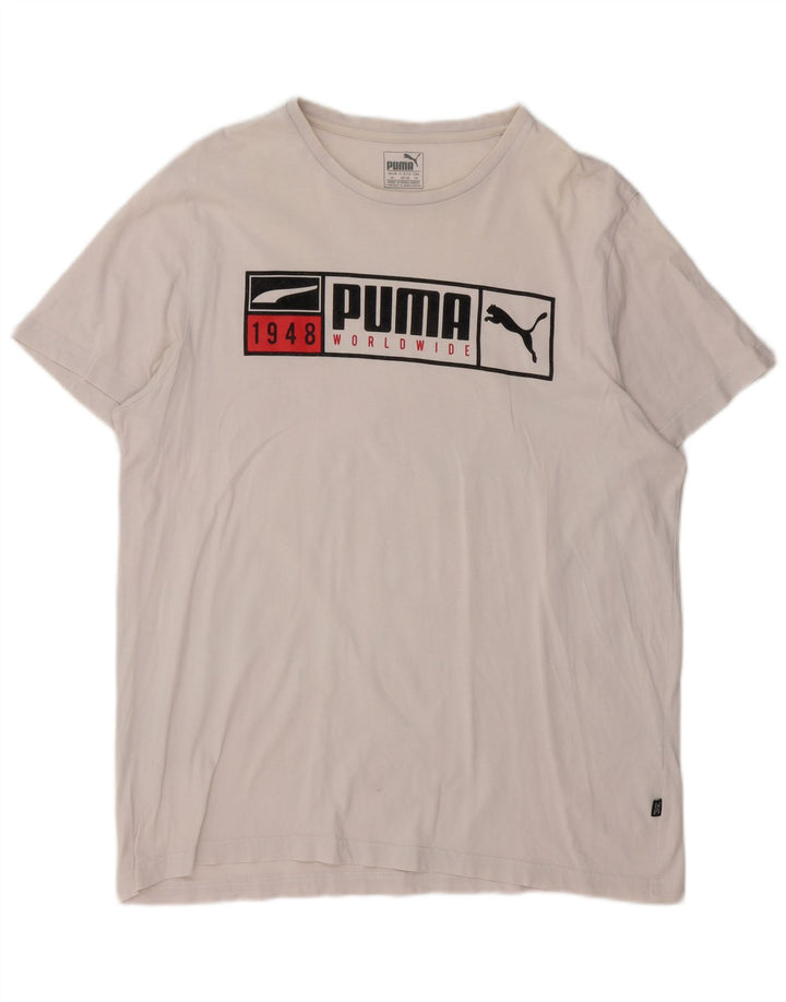 Puma Herre Grafisk T-Shirt Top XL Hvid Bomuld