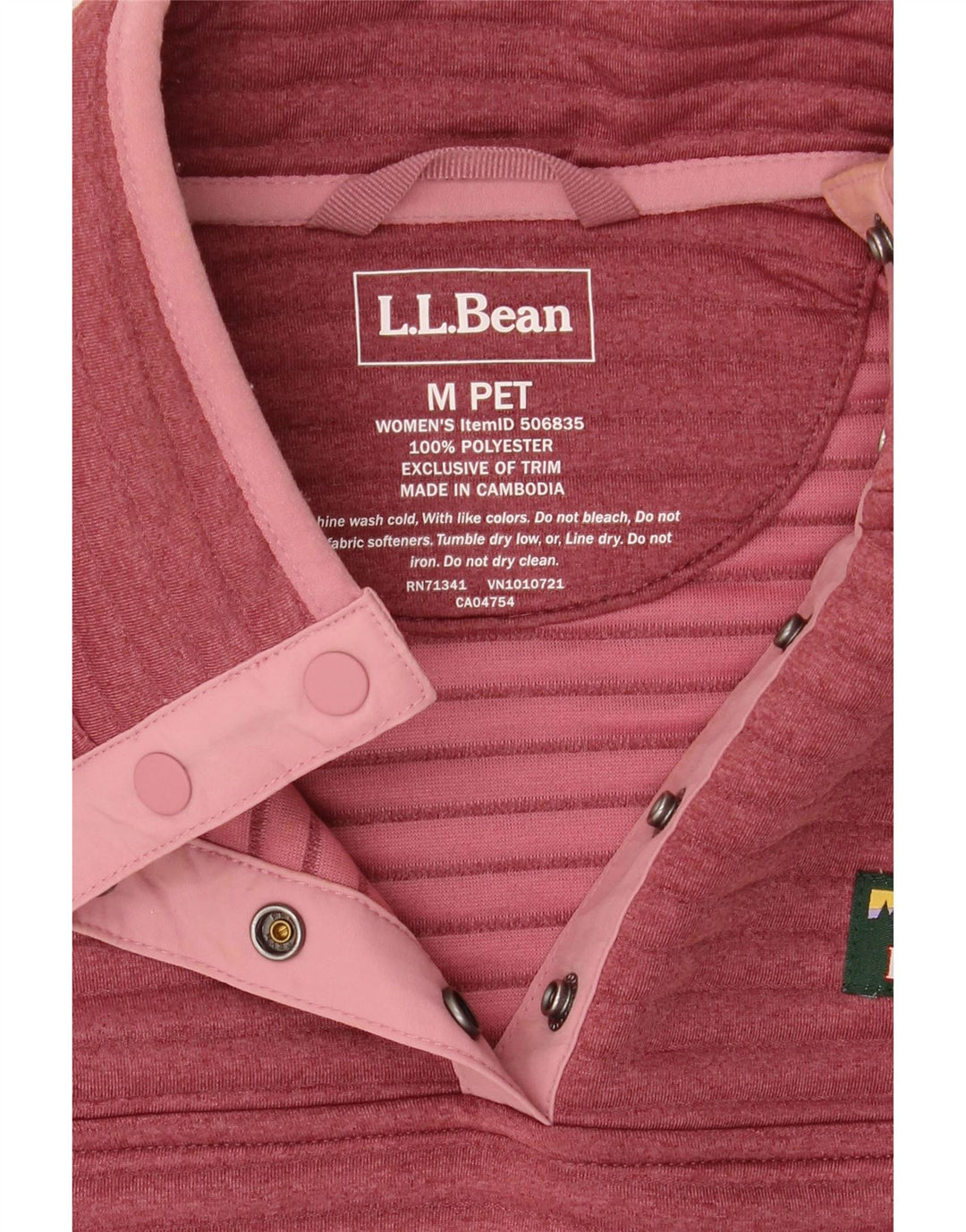 L.L.BEAN Sweatshirt med knaphals til kvinder UK 14 Medium Burgundy