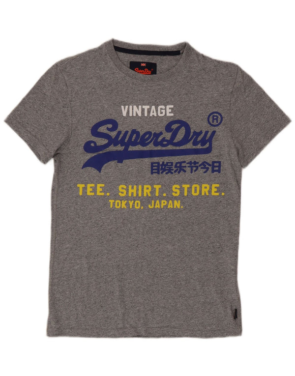 Superdry Grafisk T-shirt-top til mænd, lille grå flækket bomuld