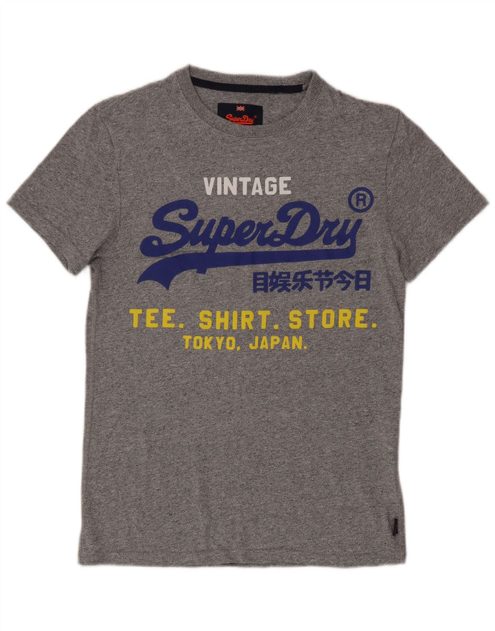 Superdry Grafisk T-shirt-top til mænd, lille grå flækket bomuld