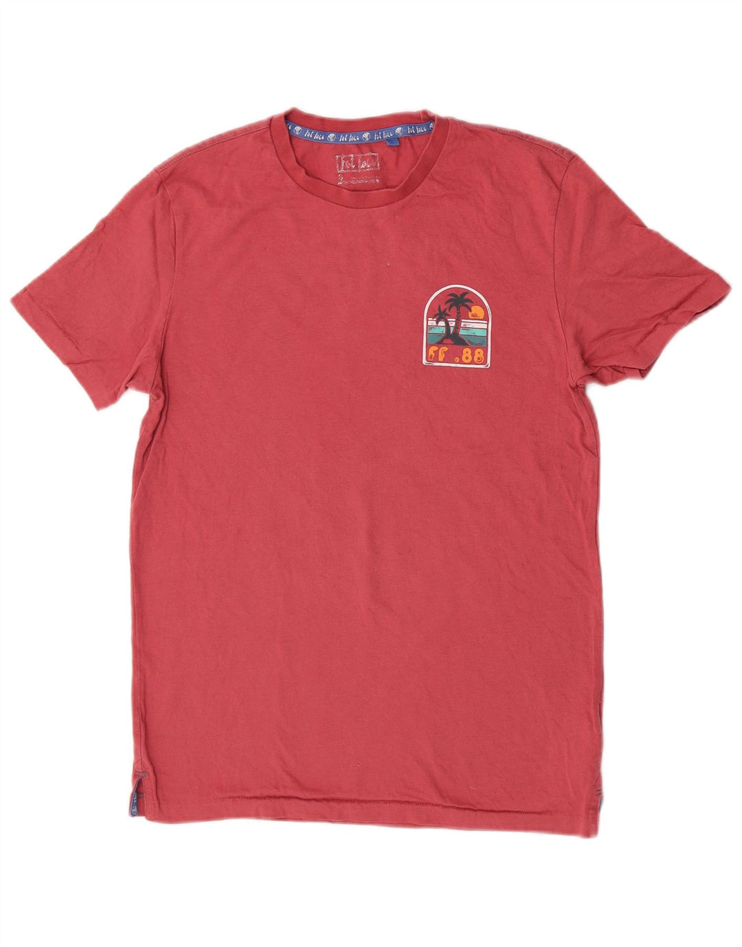Fat Face Herre grafisk T-shirt Top Lille Pink Cotton Beach