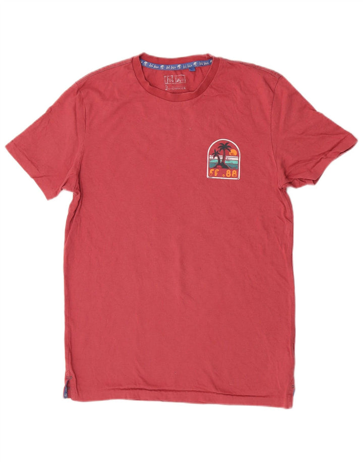 Fat Face Herre grafisk T-shirt Top Lille Pink Cotton Beach
