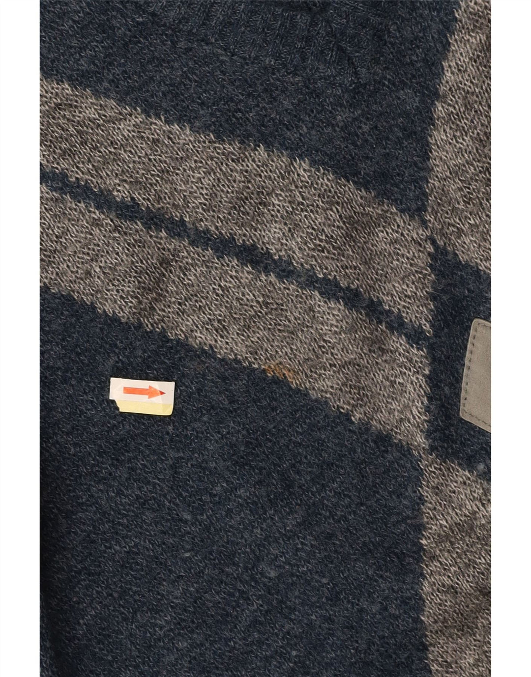 VINTAGE Herre V-hals sweater IT 52 Large Navy Blue Argyle/Diamond