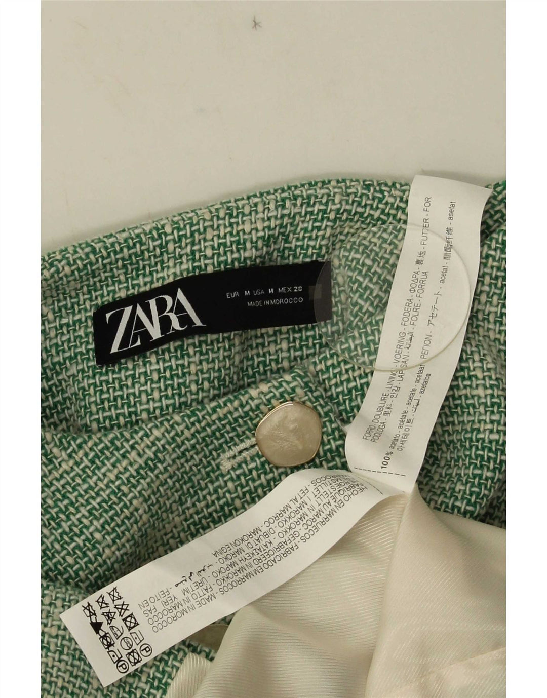 Zara Dame 3 Buttons Crop Blazer Jacket UK 14 Medium Green Acetate