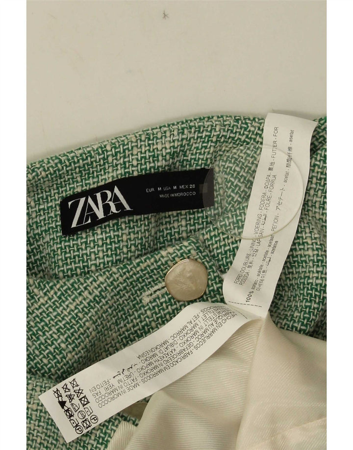 Zara Dame 3 Buttons Crop Blazer Jacket UK 14 Medium Green Acetate