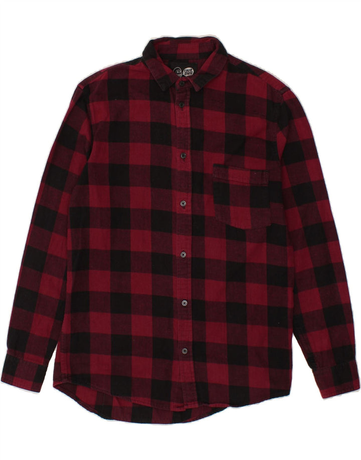CHEAP MONDAY Mens Flannel Shirt Small Burgundy Gingham Cotton Vintage Cheap Monday and Second-Hand Cheap Monday from Messina Hembry 