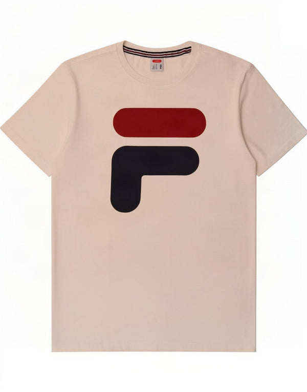 Fila Mens Tennis Graphic T-Shirt Top IT 50 Medium White Cotton