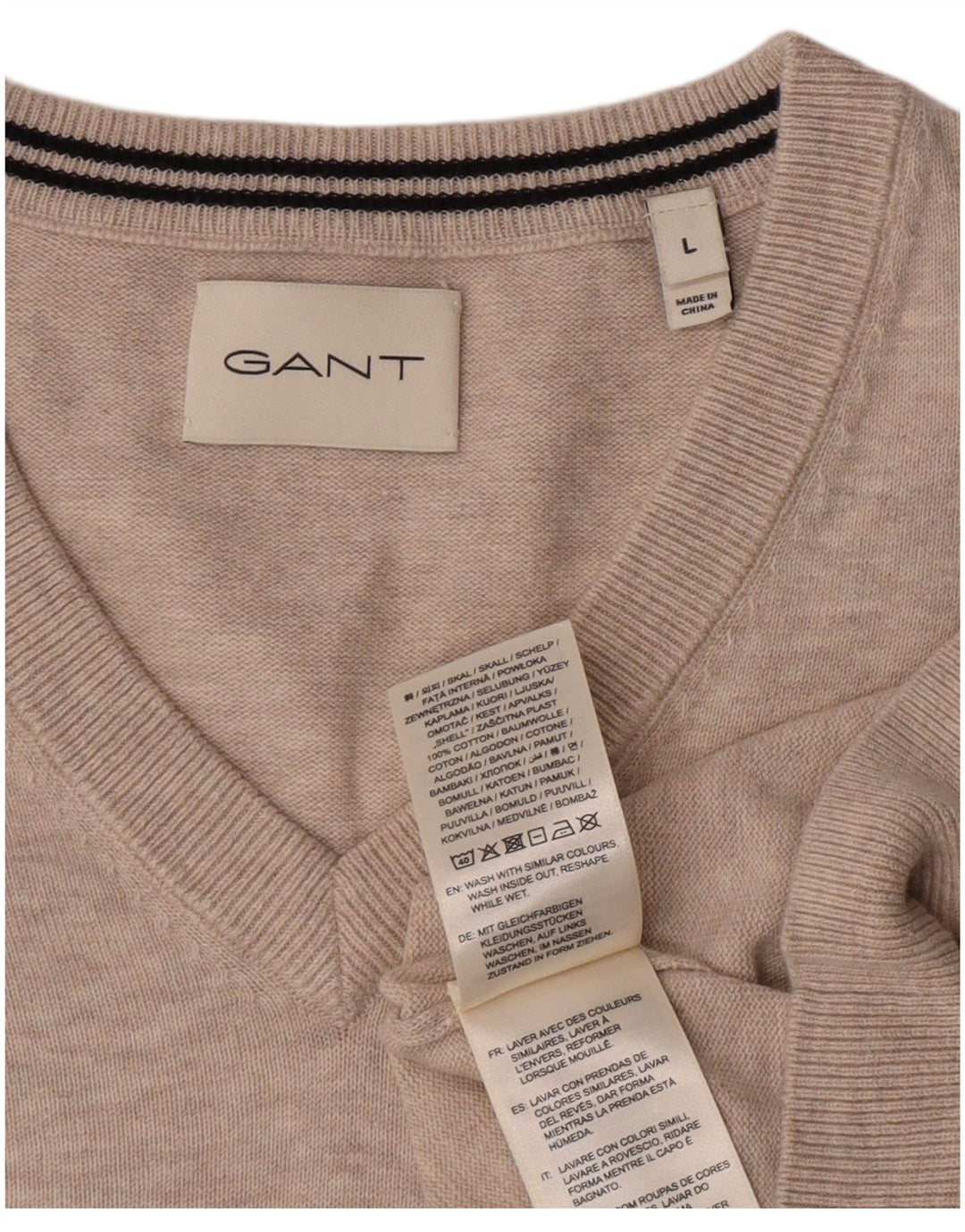 Gant Dame V-hals sweater Stor Grå Bomuld