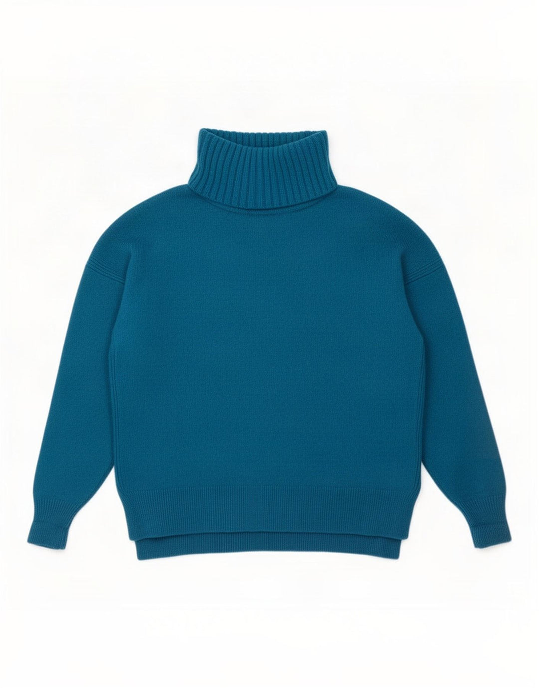 L.K. Bennett Dame Rullehals Sweater UK 14 Medium Blue Wool