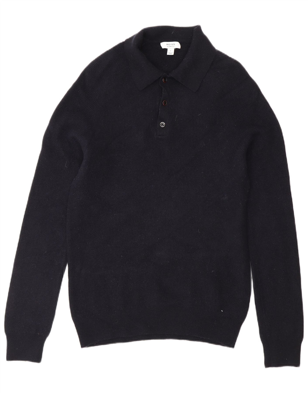 Reiss Herre Polo Neck Jumper Sweater Stor Marineblå Uld