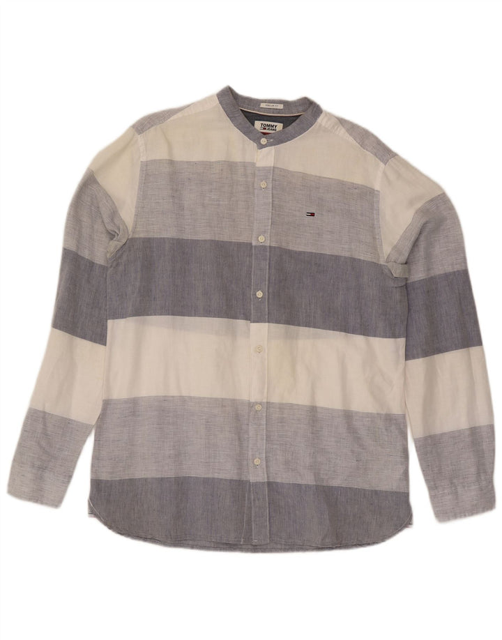 Tommy Hilfiger Herre Regular Fit skjorte Stor flerfarvet stribet linned