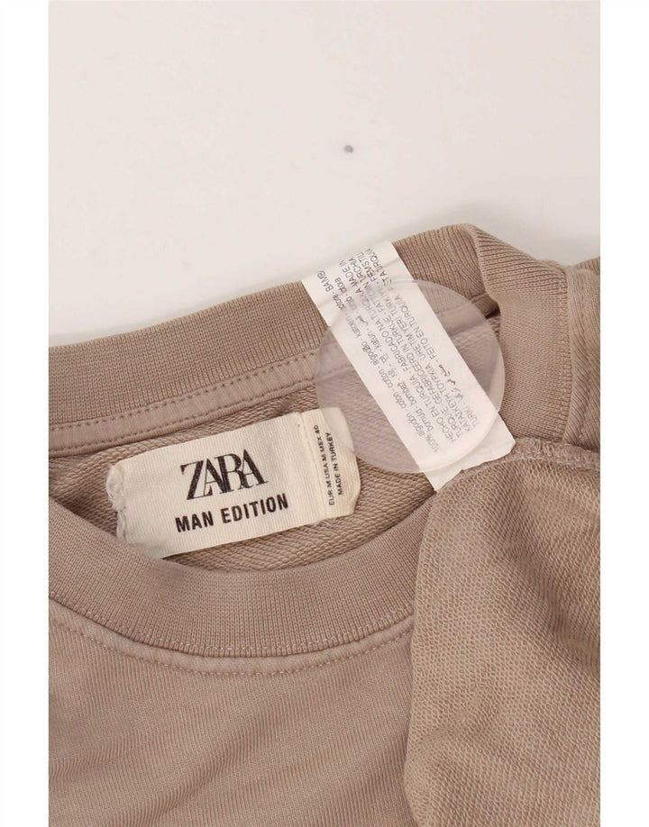 Zara Herre Sweatshirt Jumper Medium Beige Bomuld