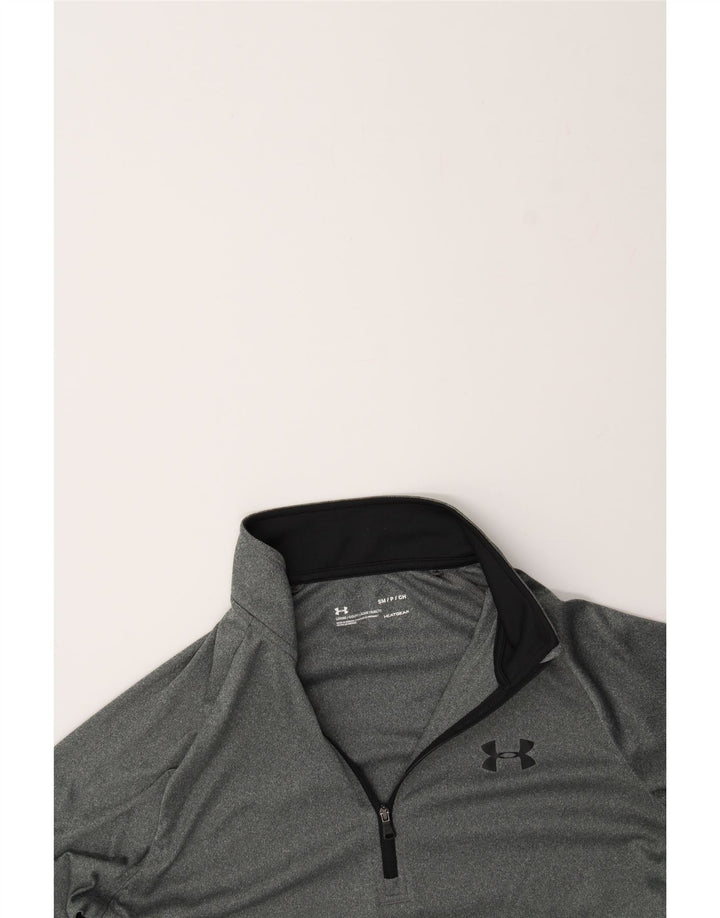UNDER ARMOUR Womens Heat Gear Zip Neck Pullover Tracksuit Top Small Grey Vintage Under Armour and Second-Hand Under Armour from Messina Hembry 