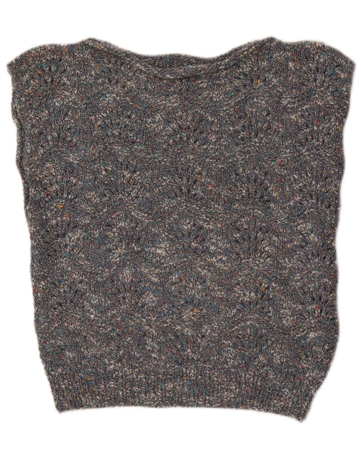 Vintage Dame Vest Tank Top UK 14 Medium Grey Flecked