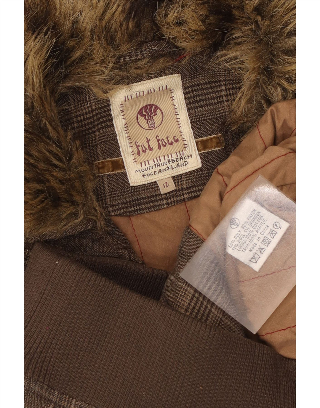 Fat Face Womens Gilet UK 12 Medium Brown Houndstooth Polyester