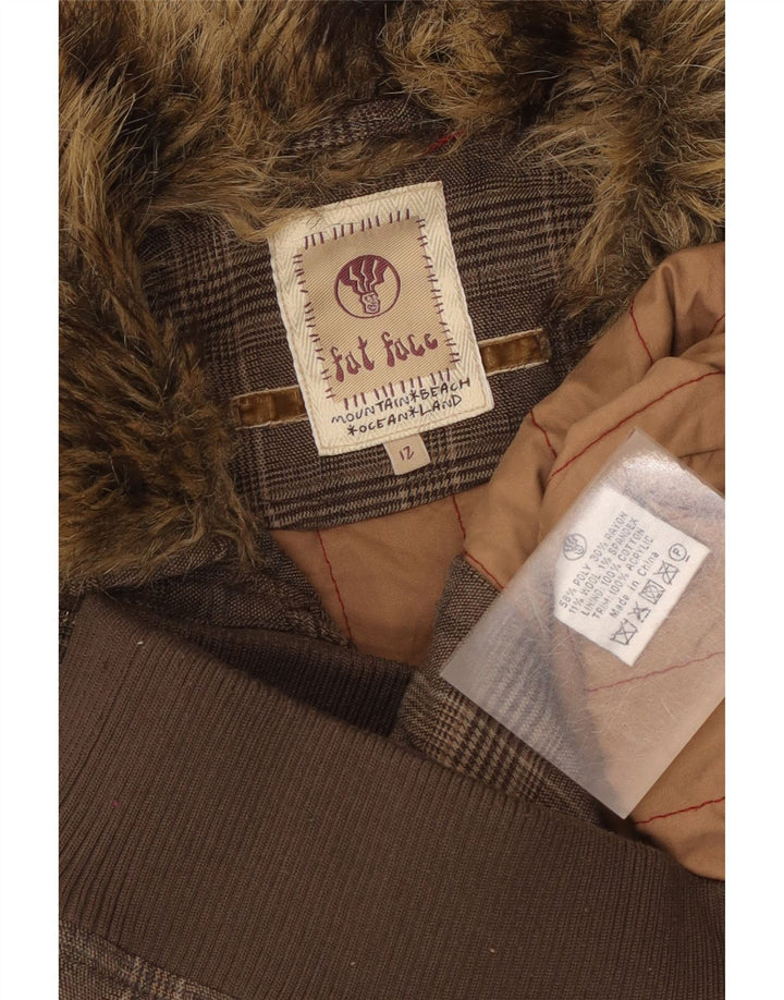 Fat Face Womens Gilet UK 12 Medium Brown Houndstooth Polyester