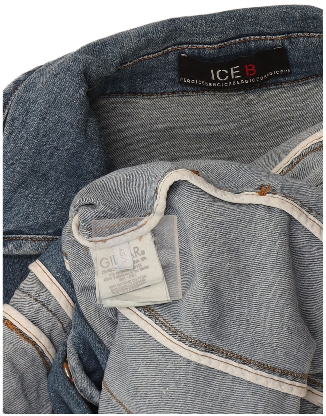 Iceberg Womens Crop 3/4-ærmet denimjakke IT 46 Stor blå bomuld