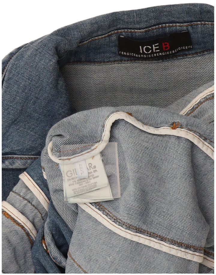 Iceberg Womens Crop 3/4-ærmet denimjakke IT 46 Stor blå bomuld