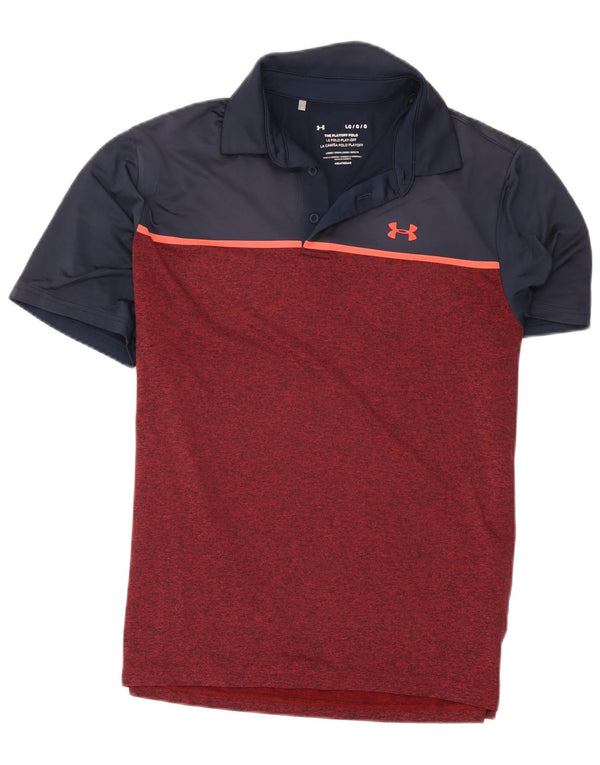 Under Armour Herre Polo Shirt Large Burgundy Colourblock Polyester
