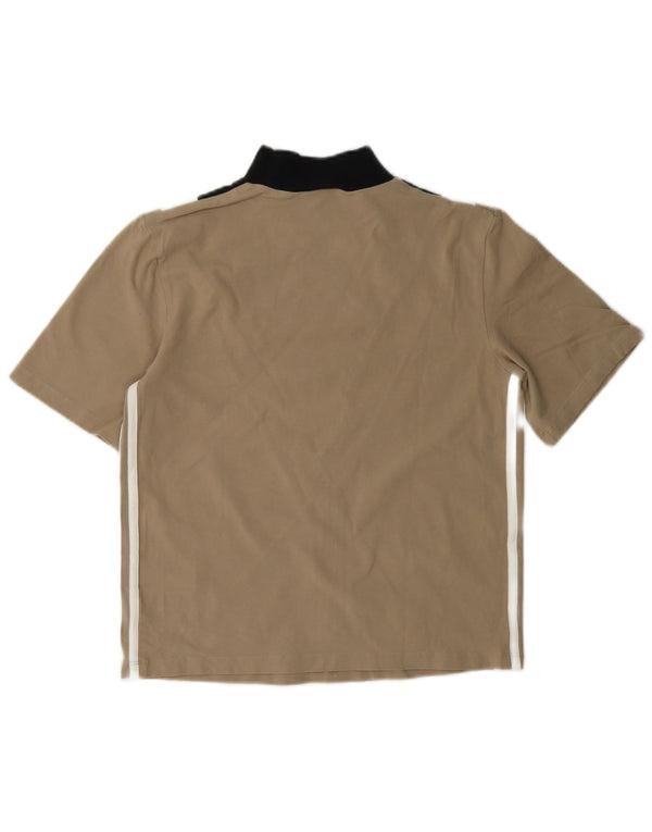 Adidas Dame Grafisk T-Shirt Top UK 8 Small Beige Colourblock Bomuld