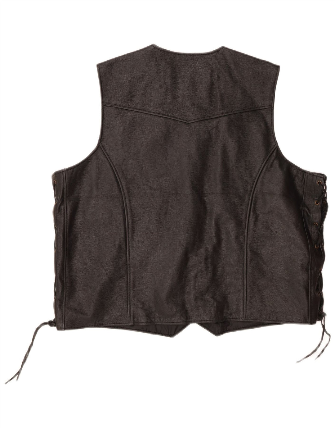 VINTAGE Mens Leather Gilet UK 50 5XL Black Leather