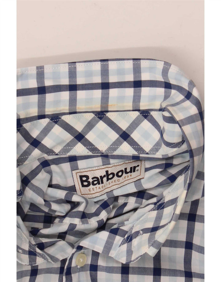 Barbour herreskjorte stor blå ternet bomuld