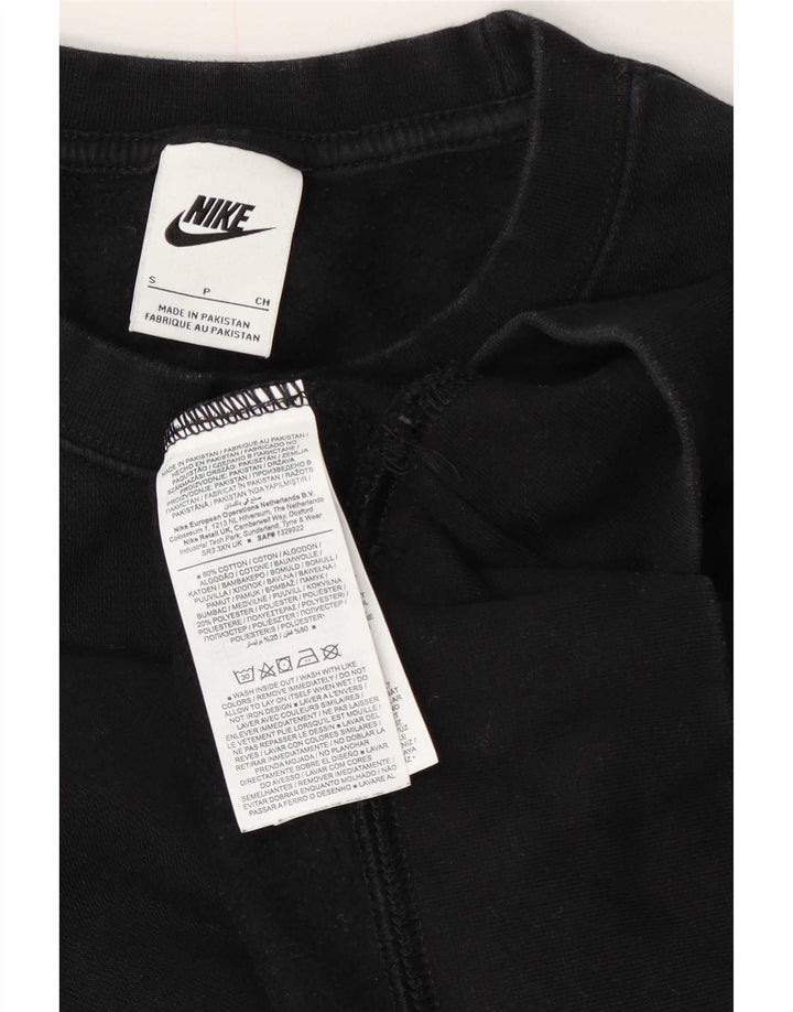 Nike Womens Crop Oversized Sweatshirt Jumper UK 10 Small Black Bomuld
