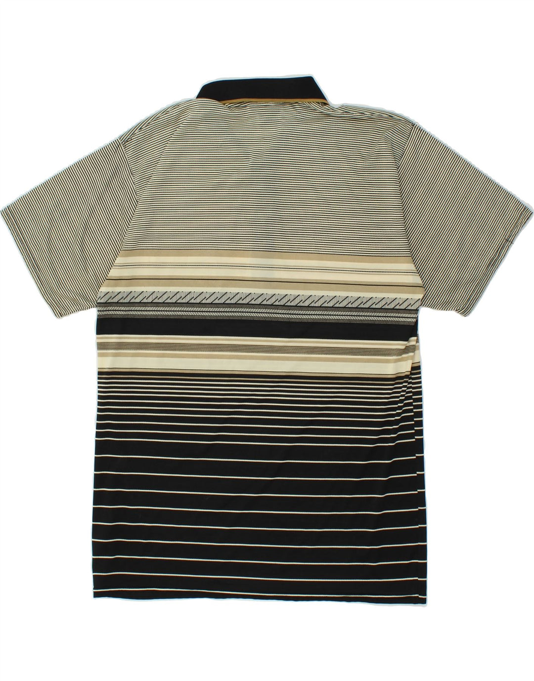 VINTAGE Poloshirt til mænd mellemgrå stribet polyester