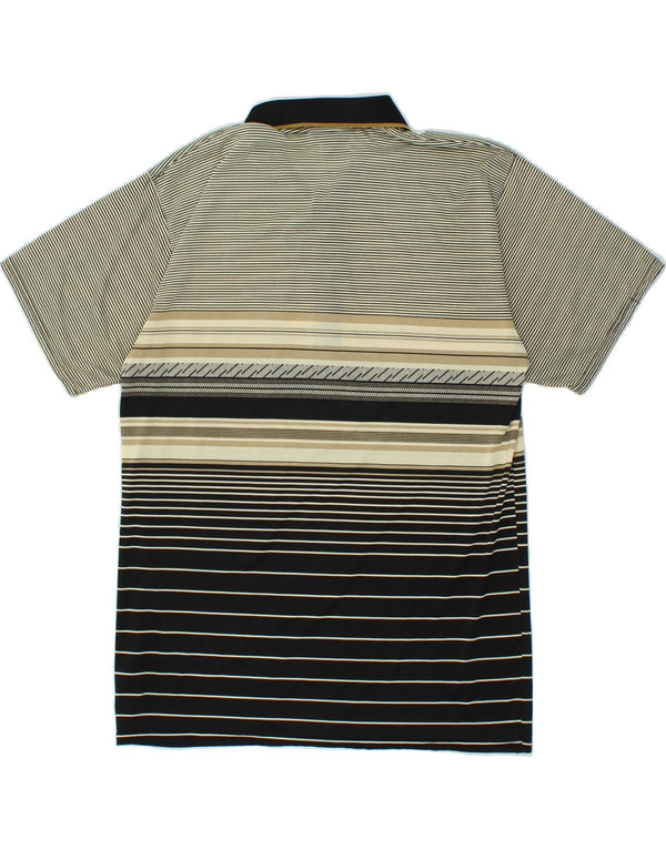 VINTAGE Poloshirt til mænd mellemgrå stribet polyester