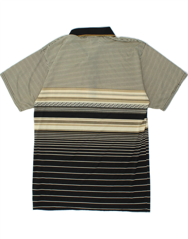 VINTAGE Poloshirt til mænd mellemgrå stribet polyester