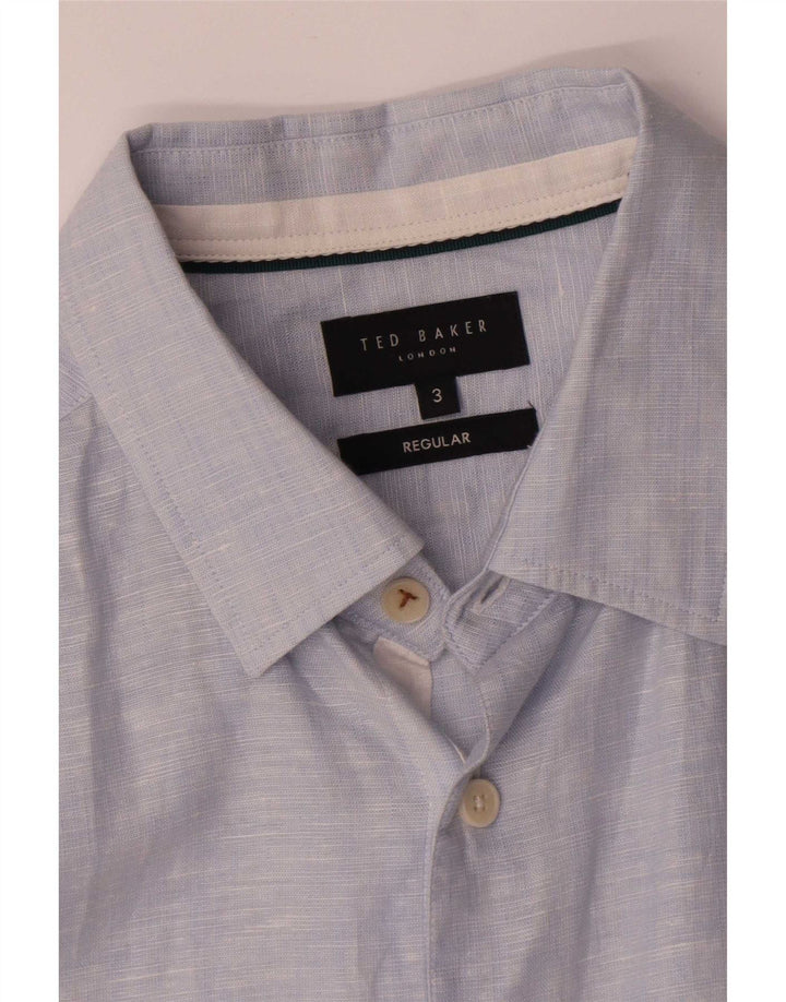 Ted Baker Herre Regular Fit skjorte str. 3 Medium Blue Linen