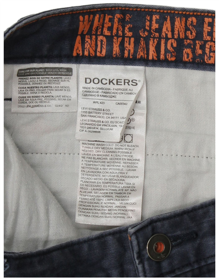 DOCKERS Straight Chino-bukser til mænd W38 L30 Marineblå bomuld