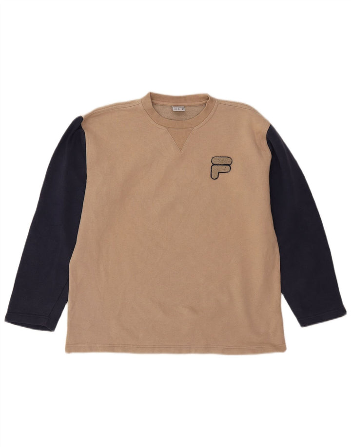 Fila Boys Graphic Sweatshirt Jumper 13-14 år Stor Beige Colourblock