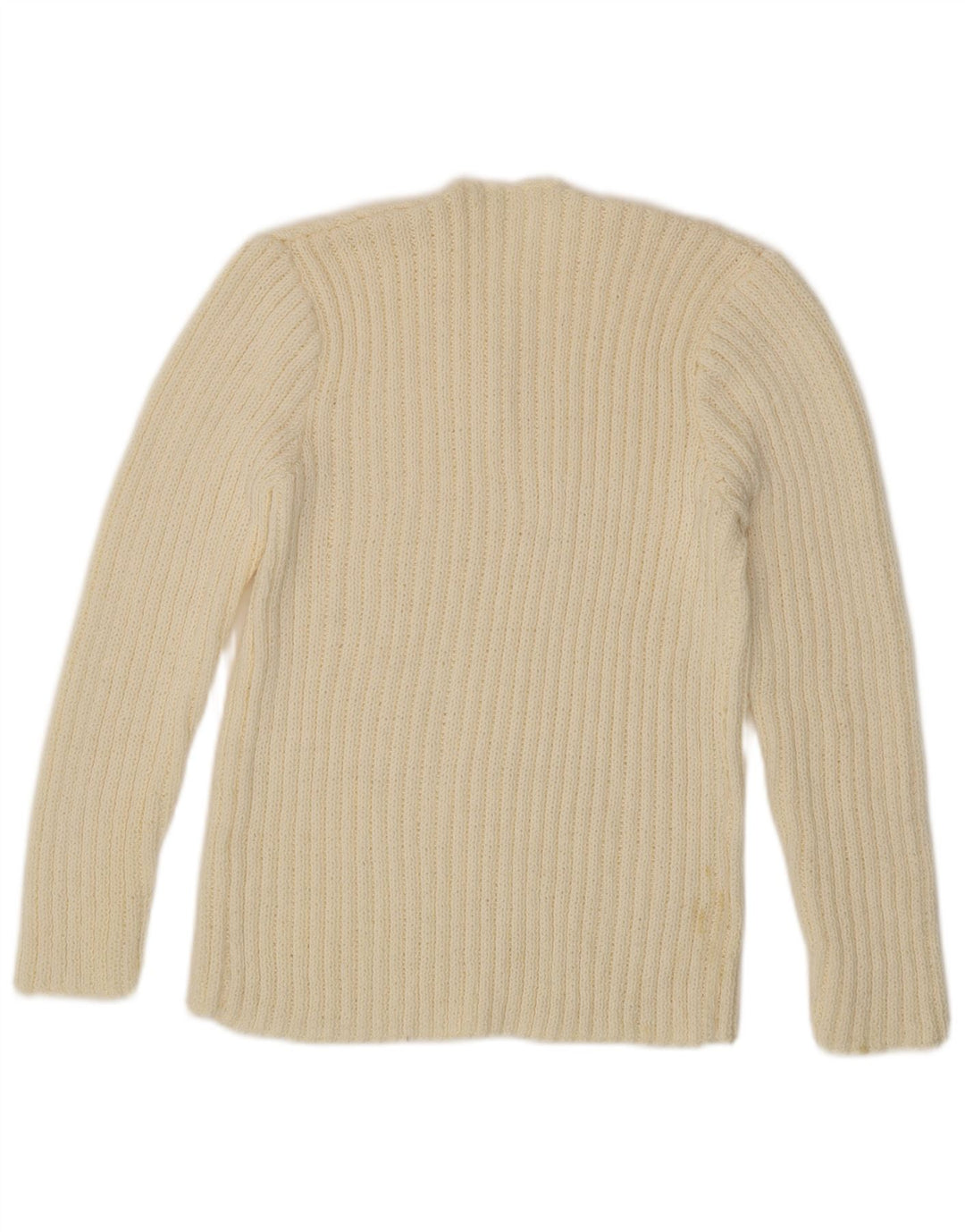 VINTAGE Dame Button Neck Jumper Sweater UK 12 Medium Off White