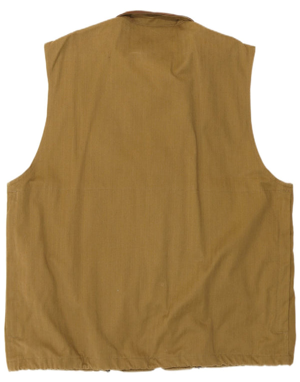 Vintage Herre Utility Gilet IT 54 2XL Khaki Colourblock