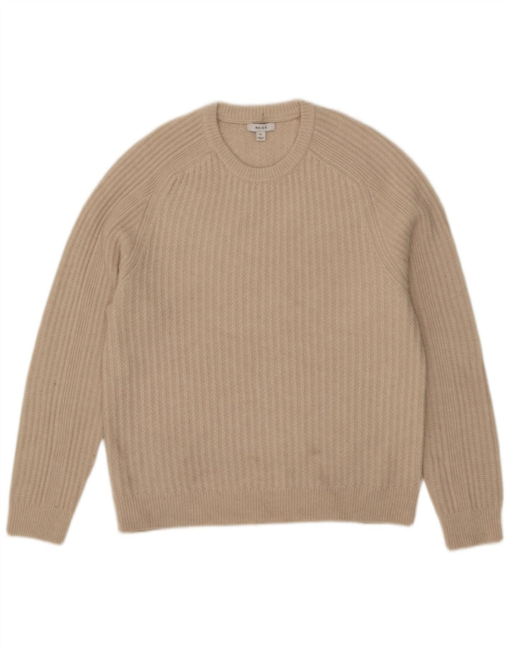 Reiss Herre Jumper Sweater med rund hals XL Beige Uld