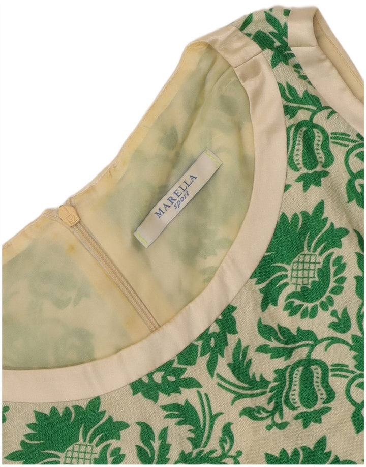 Marella Dame Ærmeløs Shift Dress UK 12 Medium Green Floral
