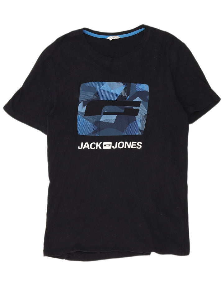 Jack & Jones Herre grafisk T-shirt Top Stor sort bomuld