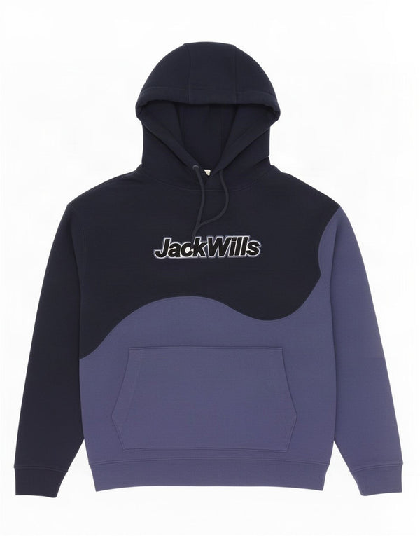 Jack Wills Herre Grafisk Oversized hættetrøje Jumper Small Navy Blue Colourblock