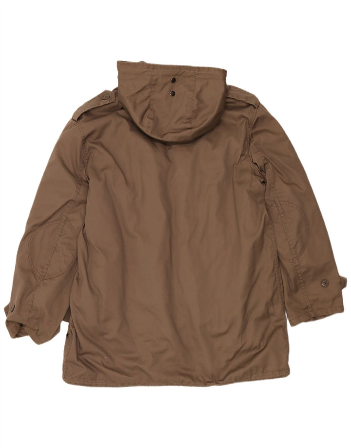 Vintage overtræk med hætte til mænd UK 42 XL brun polyester