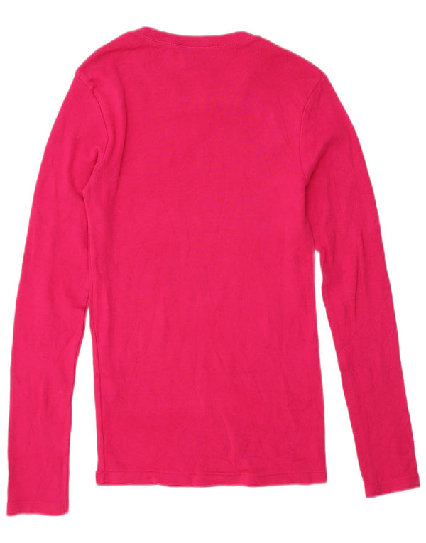 Ralph Lauren Dame Top Langærmet UK 8 Lille Pink Bomuld