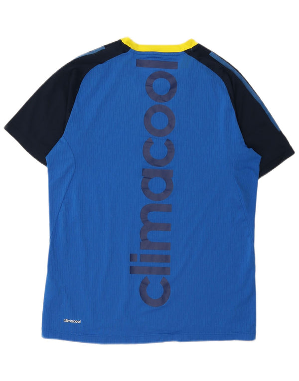Adidas Herre Climacool Grafisk T-Shirt Top Medium Blue Colourblock Polyester