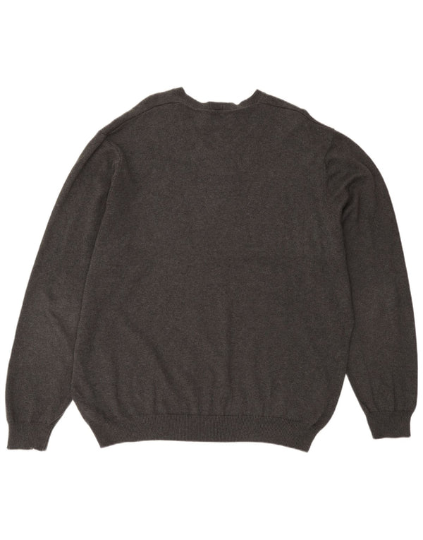 Marks & Spencer Herre Regular Fit V-hals sweater 3XL Grå Bomuld
