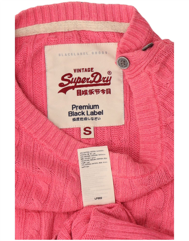 Superdry Dame Boat Neck Jumper Sweater UK 10 Small Pink Bomuld