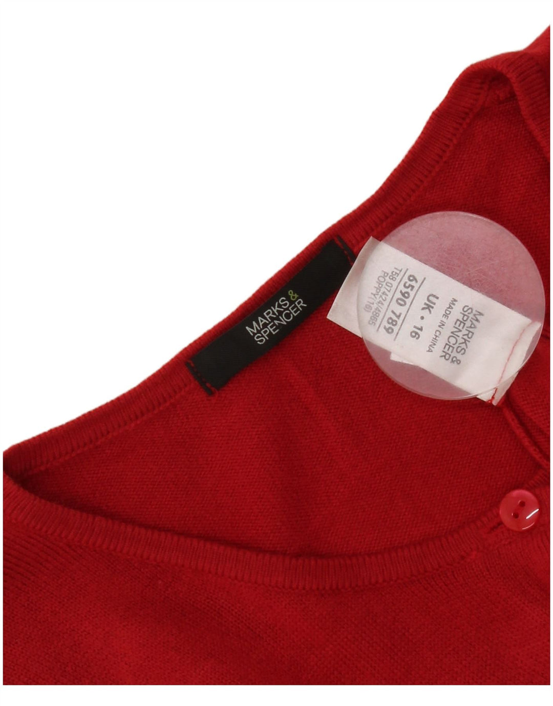 Marks & Spencer Dame Cardigan Sweater UK 16 Stor Rød Akryl