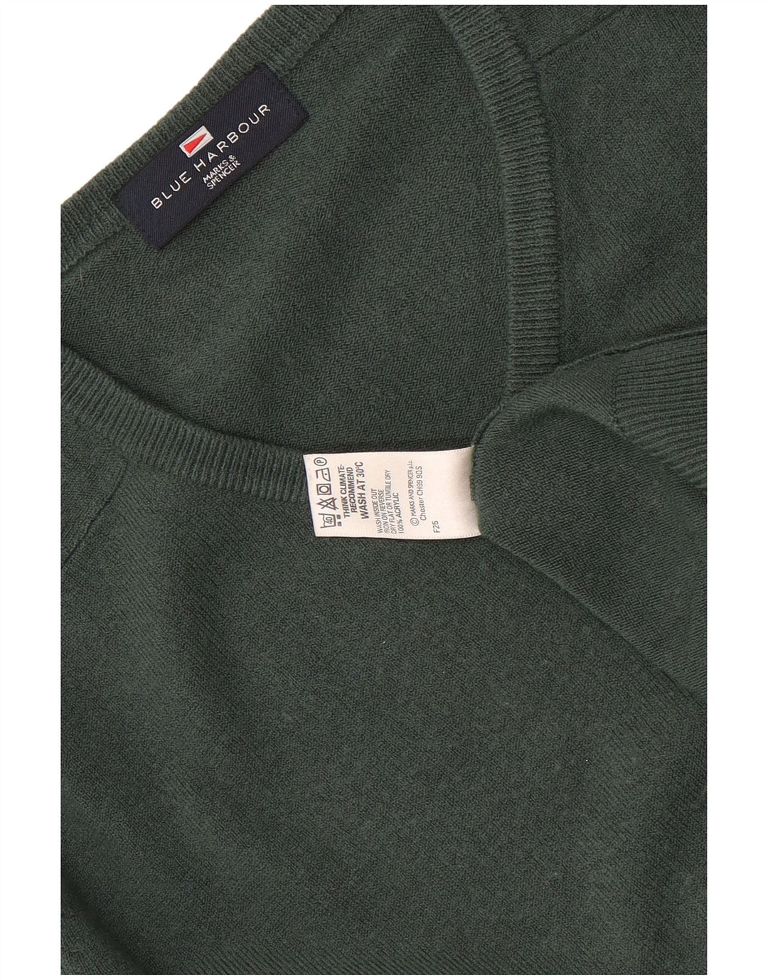 Marks & Spencer Herre Blue Harbor V-hals sweater lille grøn akryl