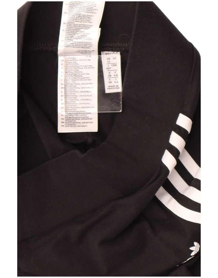 ADIDAS Womens Leggings UK 12 Medium Black Cotton