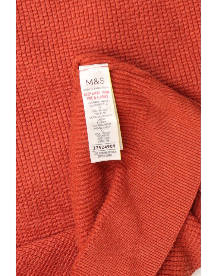 Marks & Spencer Herre sweater med rund hals, stor orange polyester