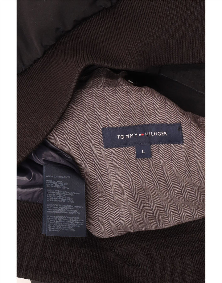 Tommy Hilfiger Herre hættepolstret jakke UK 40 Stor sort polyester