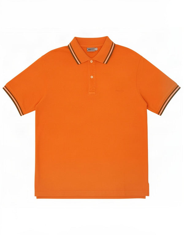 Geox Mens Respira Polo Shirt Medium Orange Striped Cotton